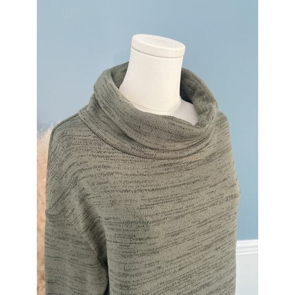 Saturday Sunday Fleece Space Dye Cowl Neck Sweater Size Small Olive Green - Picture 2 of 11